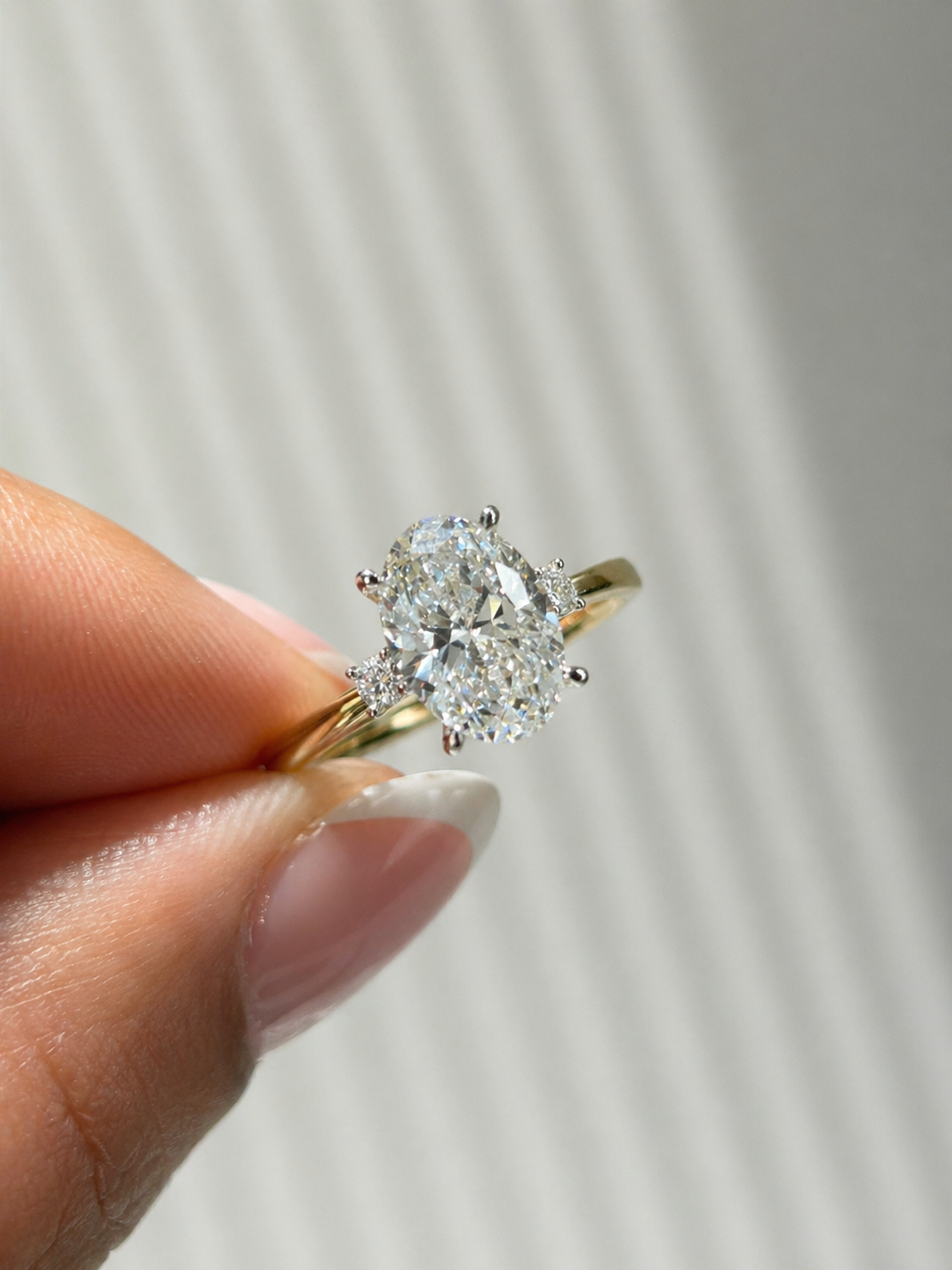 2.10 Carat Oval Cut Three Stone Solitaire Engagement Ring
